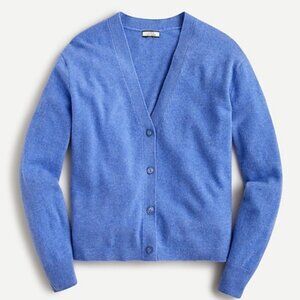 J. Crew Relaxed-fit 100% cashmere cardigan sweater in heather blue